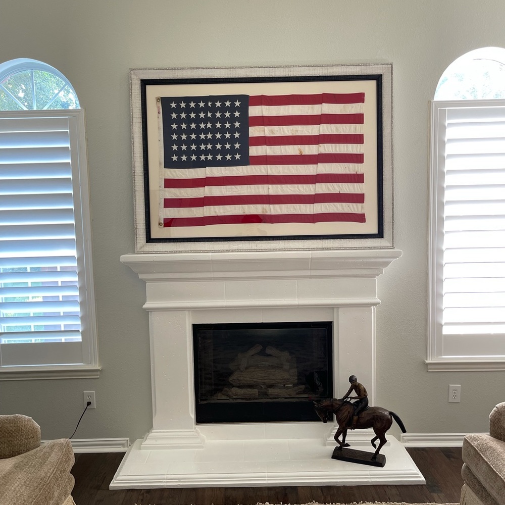 Vintage Framed 48 Star US Flag HUGE 5 1/2 feet!